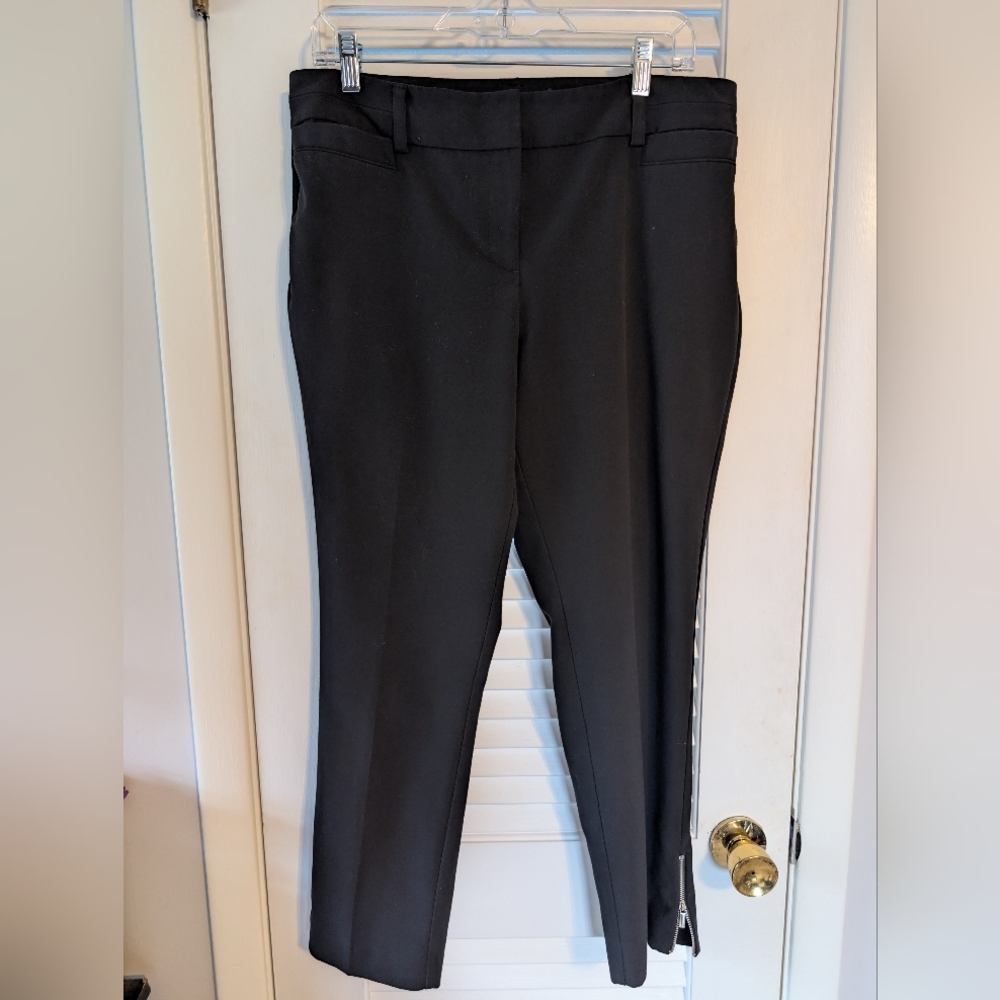 New York & Co 7th Avenue Size 12 Black Pants Design Studio Dress Pants Zippers